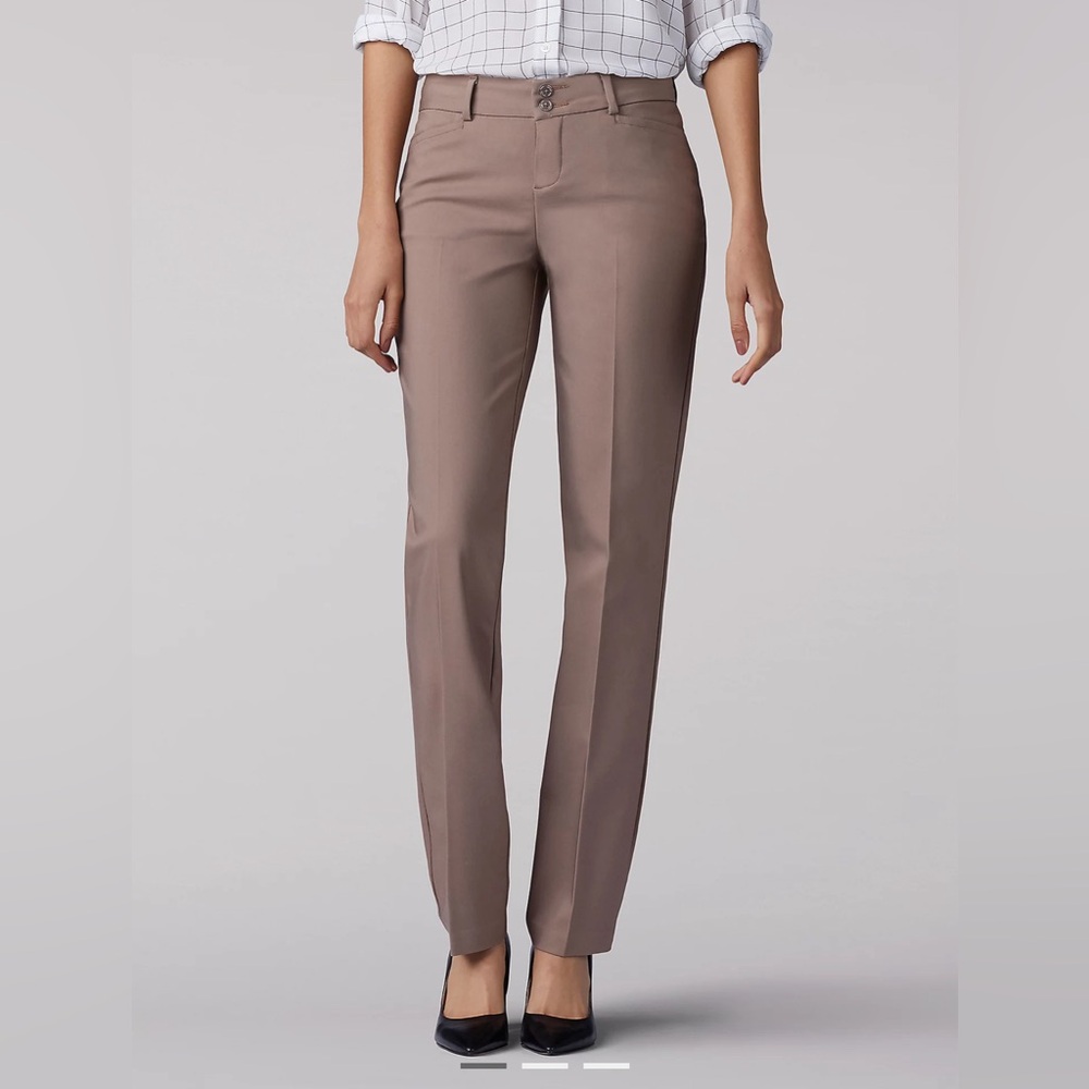 Lee secretly shapes straight leg pant light fawn 12 medium
